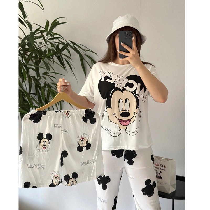 White Mickery 3 piece nightwear