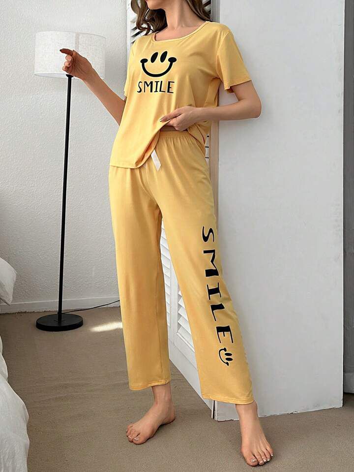 Yellow Smile Printed PJ Set