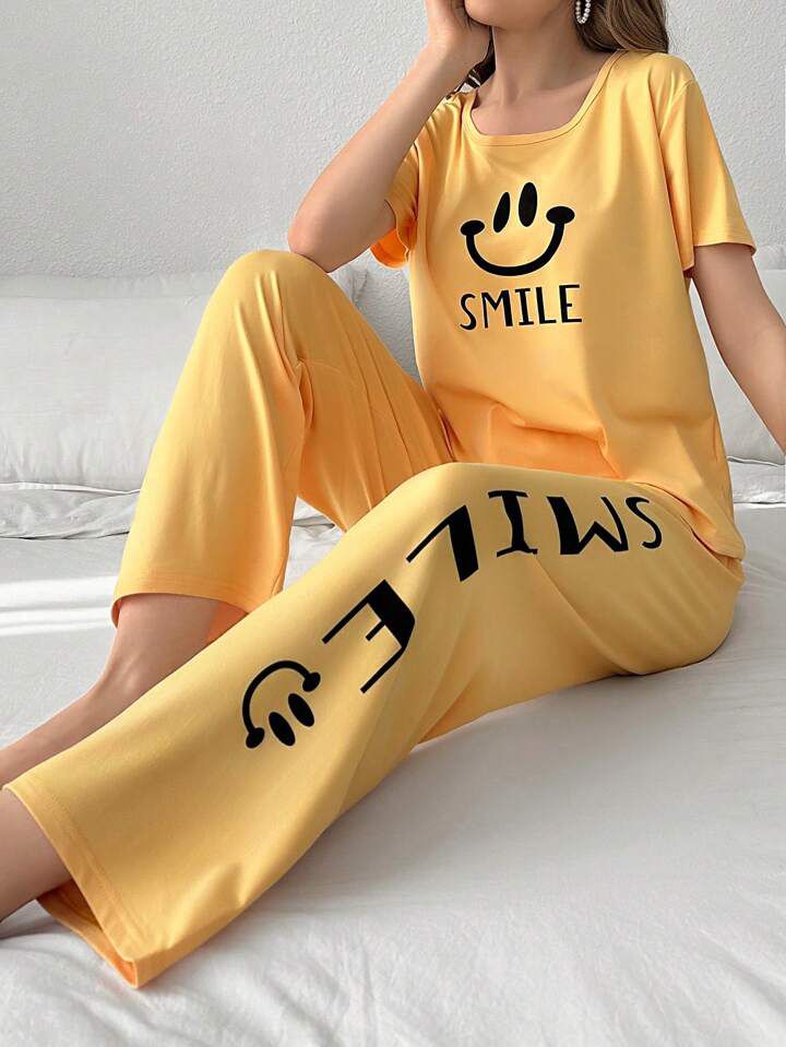 Yellow Smile Printed PJ Set