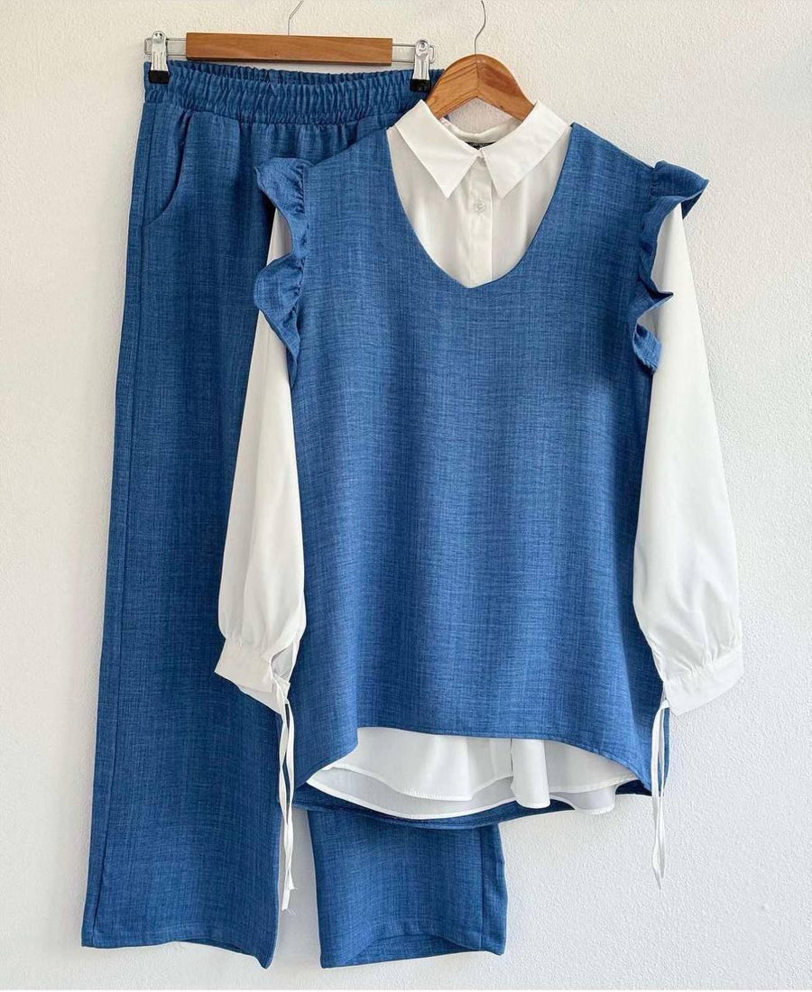 Women's three-piece suit, super soft blouse, pants and vest