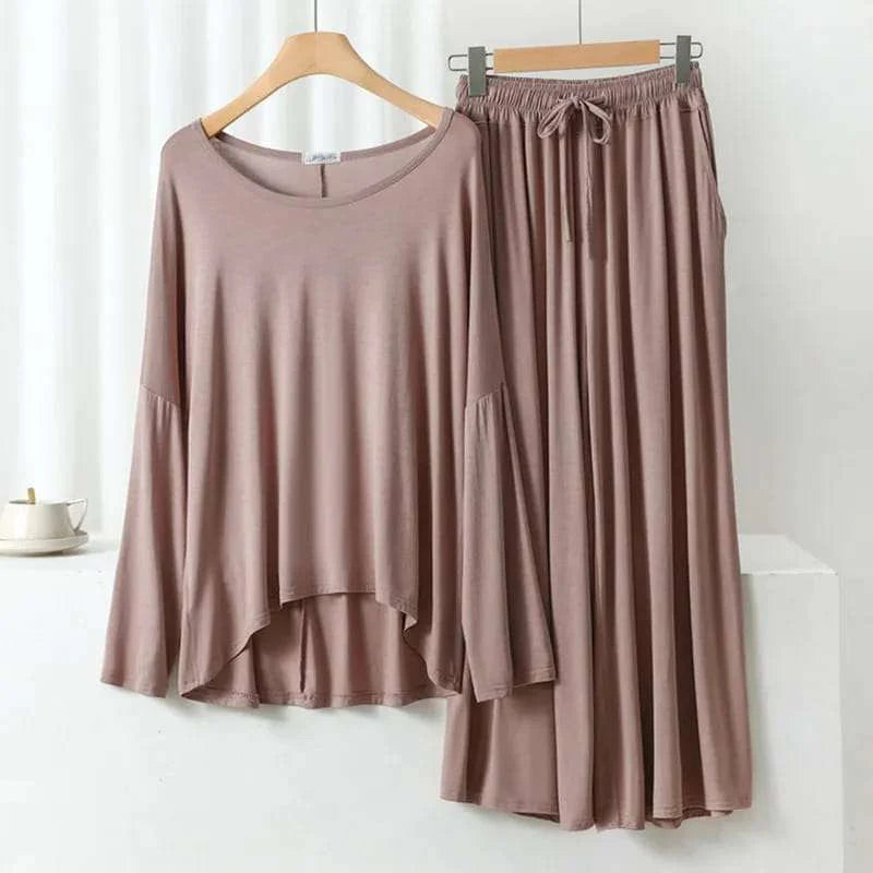 Skin Loose Sleeves T-shirt With Plazzo Trouser Suit
