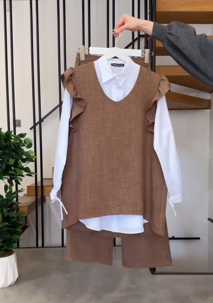 Women's three-piece suit, super soft blouse, pants and vest