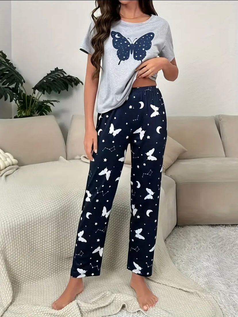 Moon Butterfly Printed Pj Set