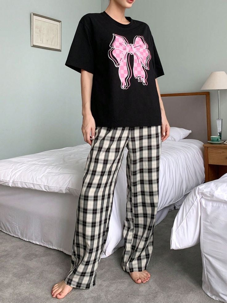 Bow Check Pj Set