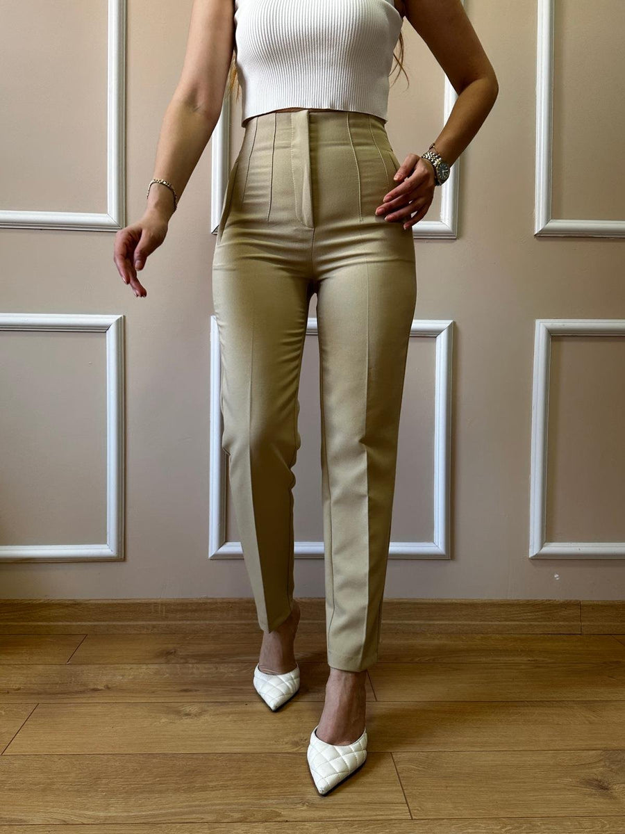 High-Waist Front Flounce Trouser