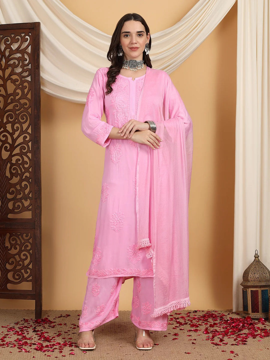 Farha Chikankari Premium Modal Co-ord Set