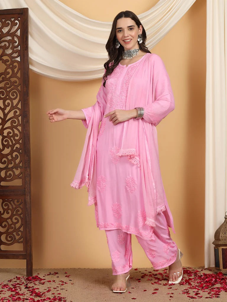 Farha Chikankari Premium Modal Co-ord Set