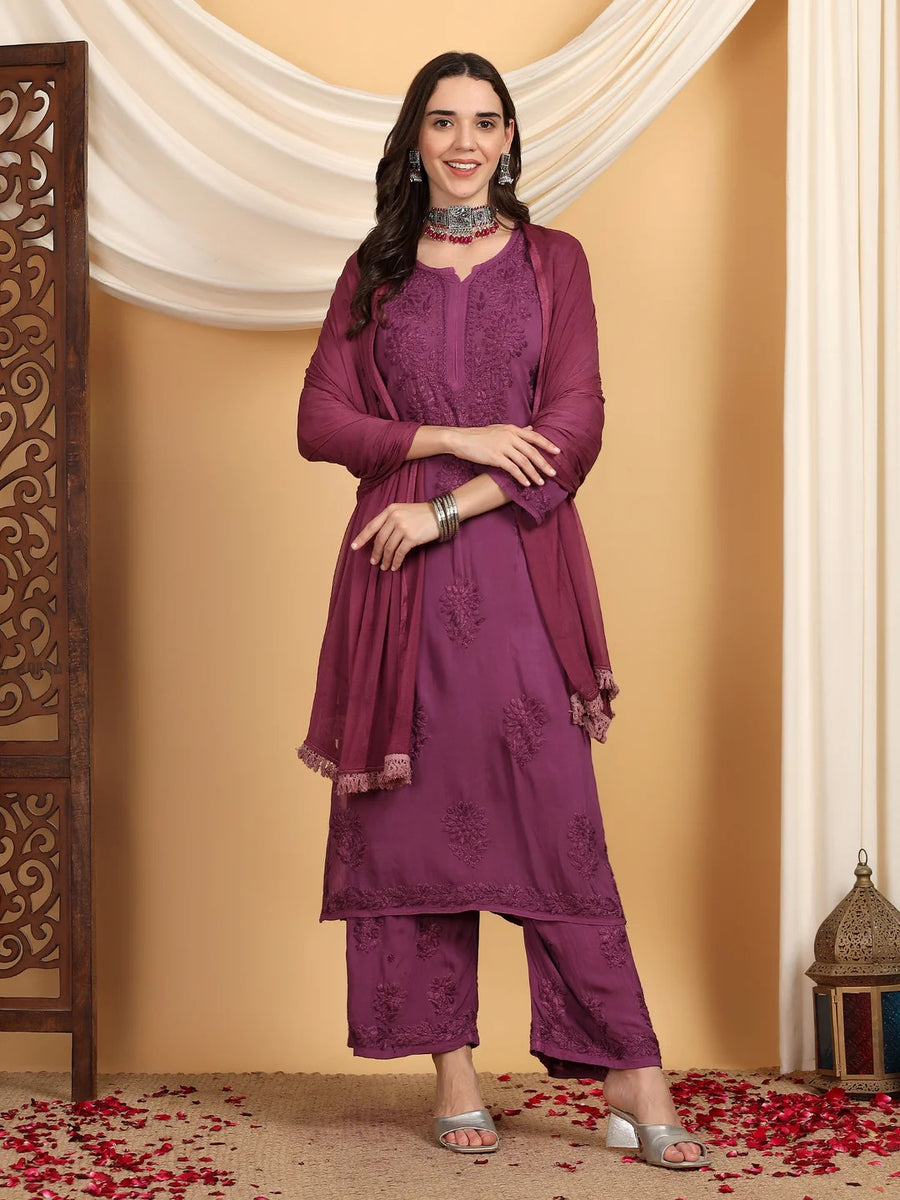 Farha Chikankari Premium Modal Co-ord Set