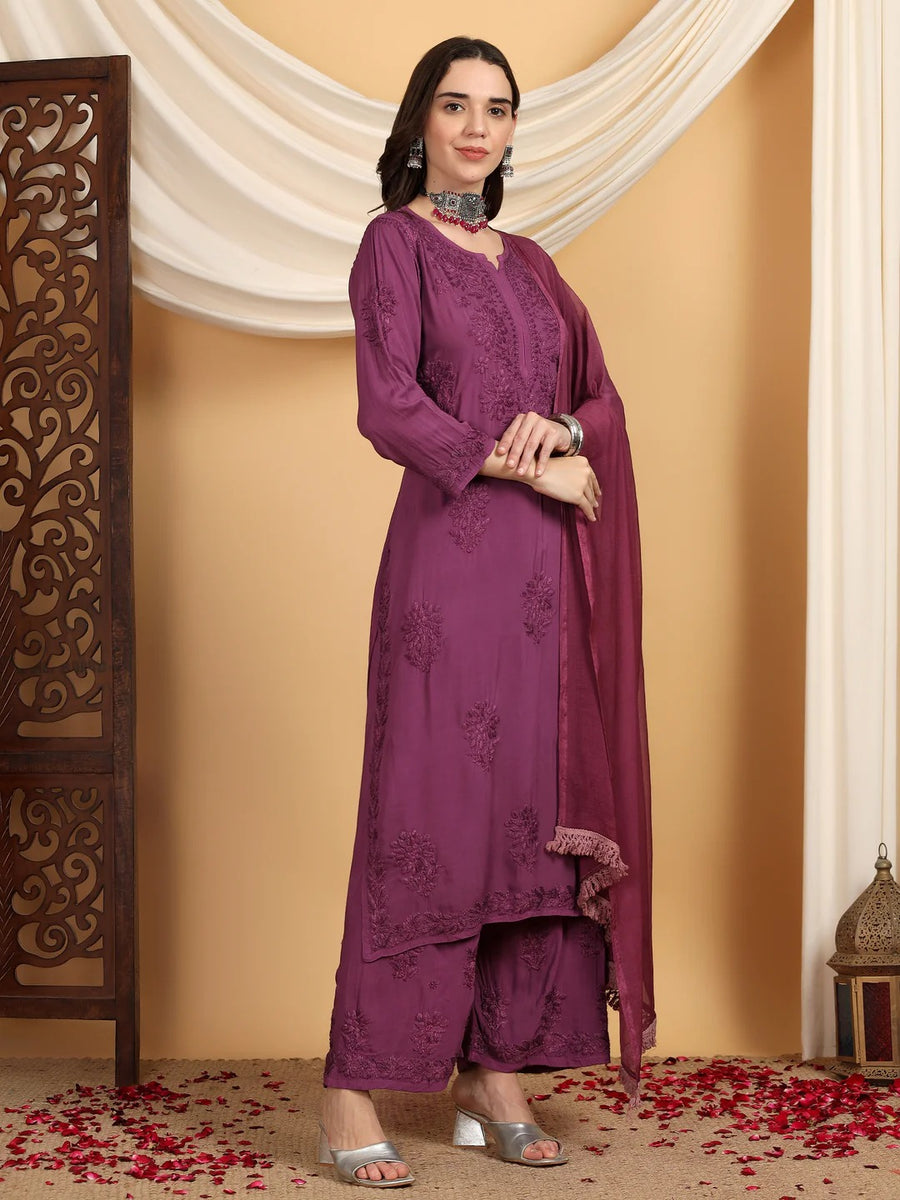 Farha Chikankari Premium Modal Co-ord Set